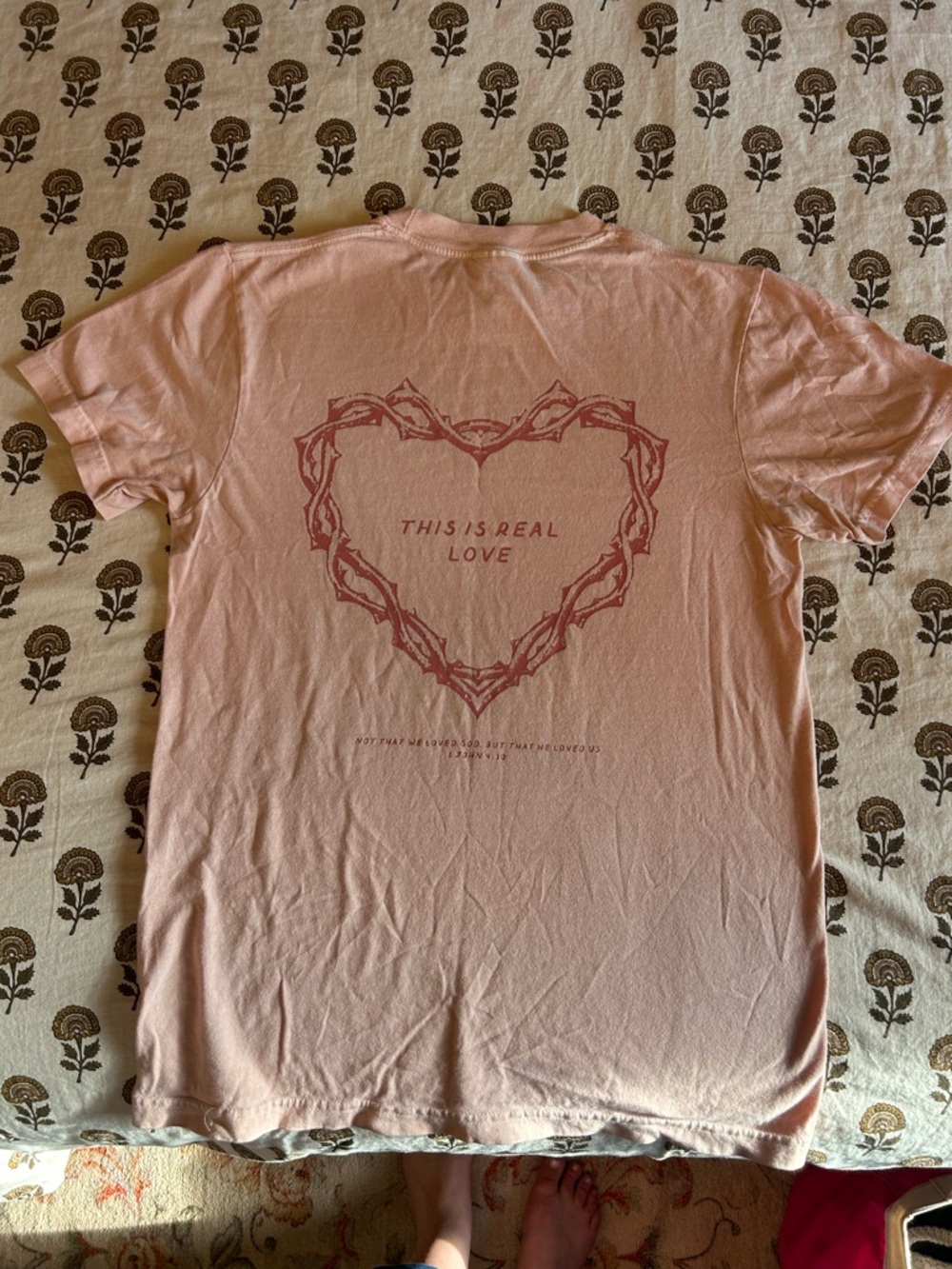 Comfort Colors Light Pink Graphic Tee with Heart Text